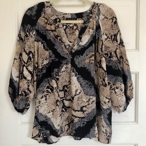 Snake print neutral color silk top